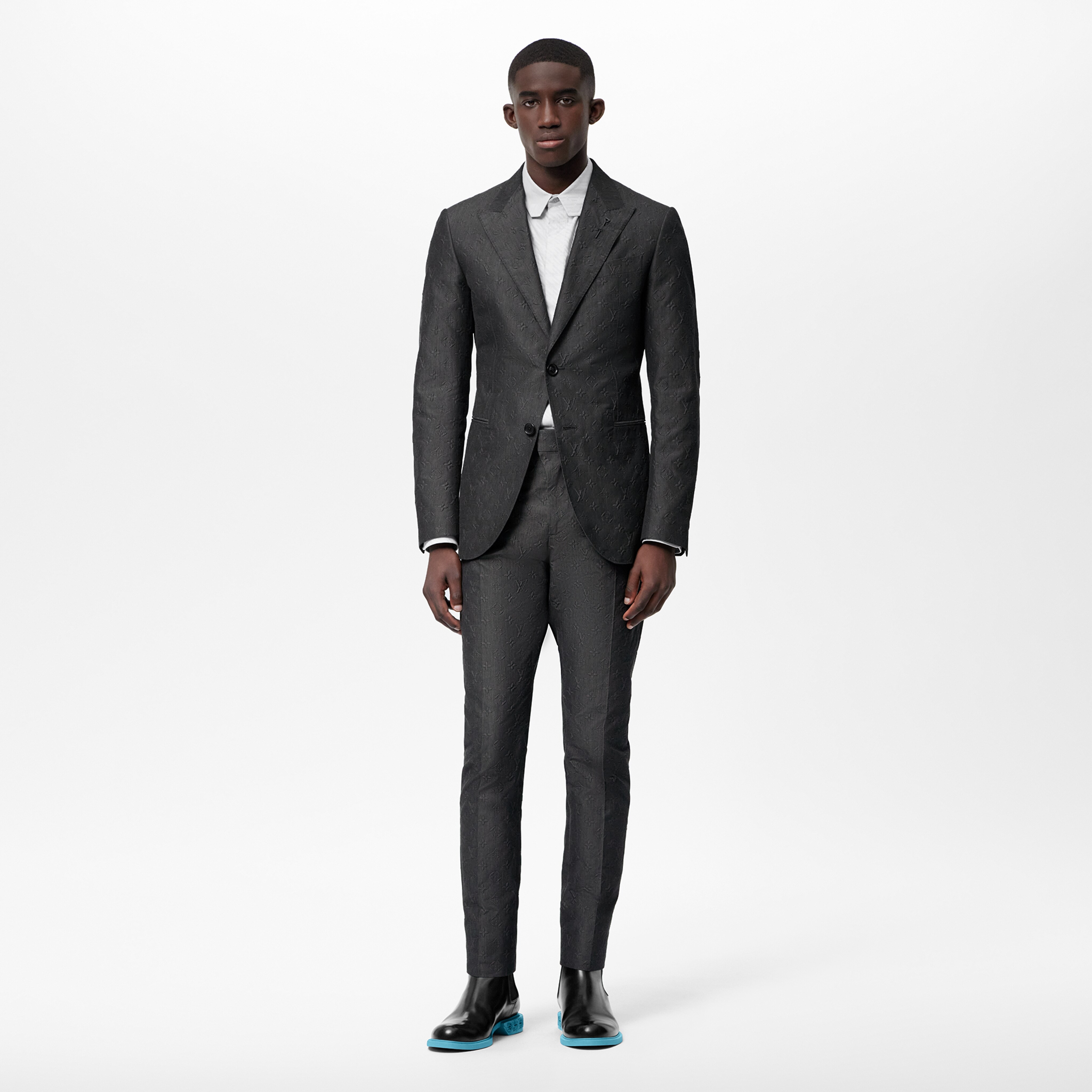 LVSE SingleBreasted Embossed Monogram Jacket Men ReadytoWear